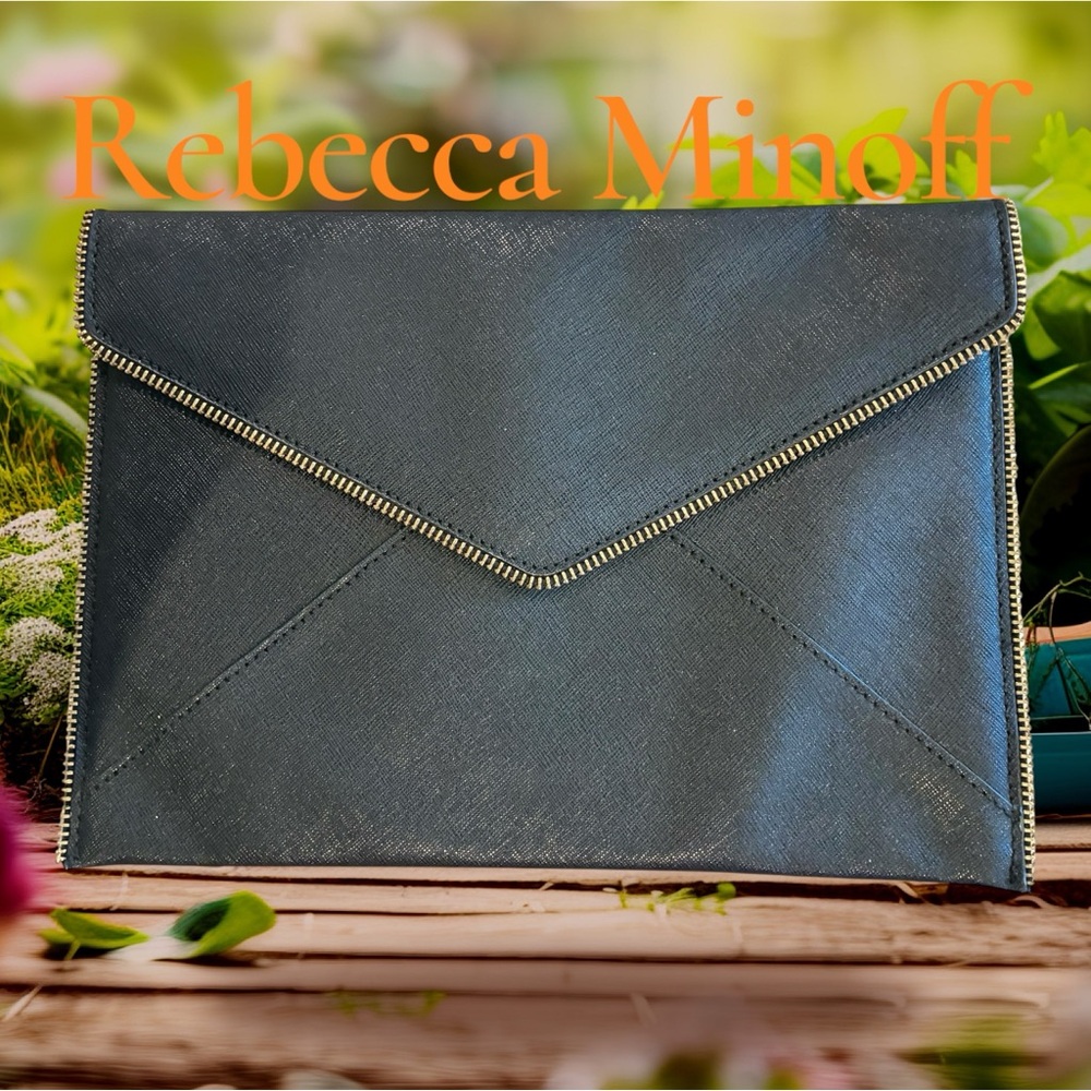Rebecca Minkoff Leo Saffiano Leather Envelope Clutch - Picture 1 of 7